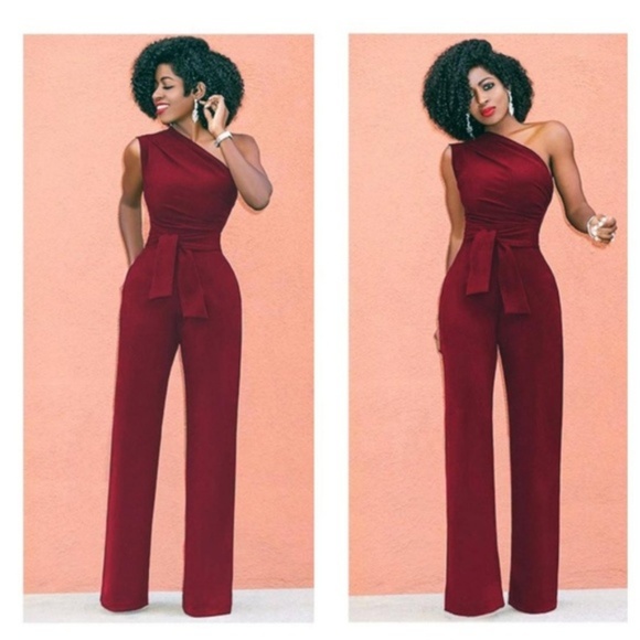 'Best Dressed' Belted One Shoulder Jumpsuit - Picture 2 of 7